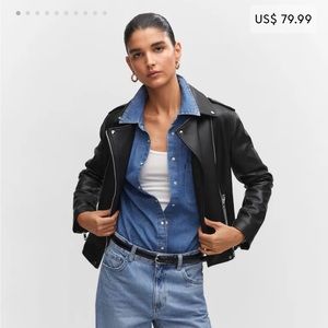 Mango Moto Faux Leather Jacket - Size Small